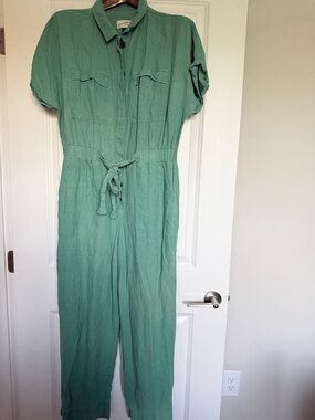 Universal Thread Sage Green Utility Jumpsuit with Tie Waist